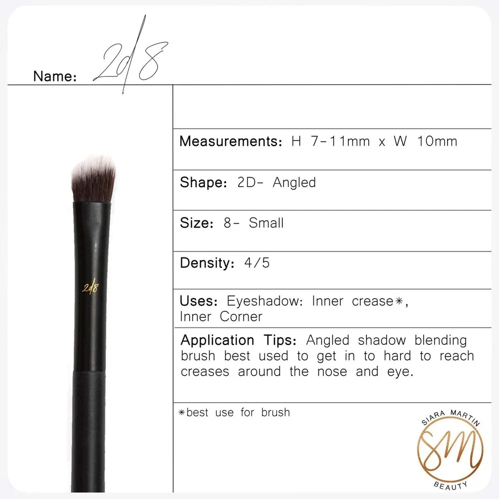 Siara Martin Beauty 2d8 Small Angled Fluff Eyeshadow Blending Brush Synthetic
